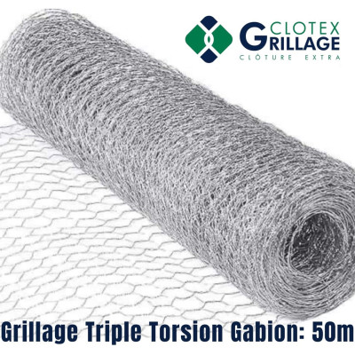 Grillage Triple Torsion Galvanisé Gabion 1,5m/50m